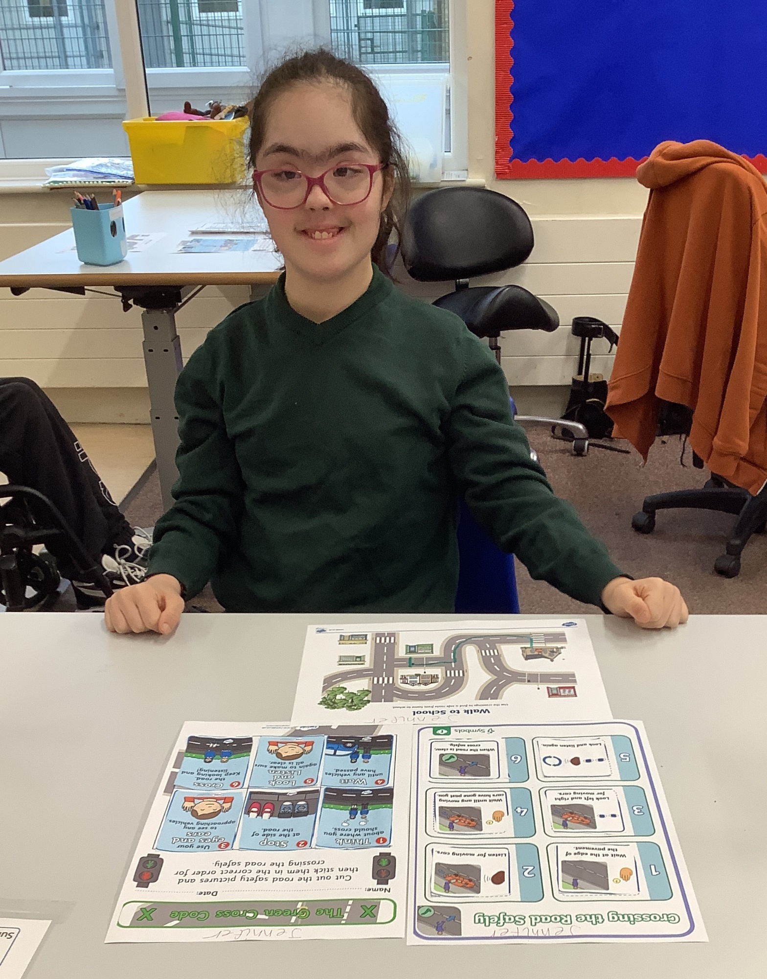 Pupil working in classroom