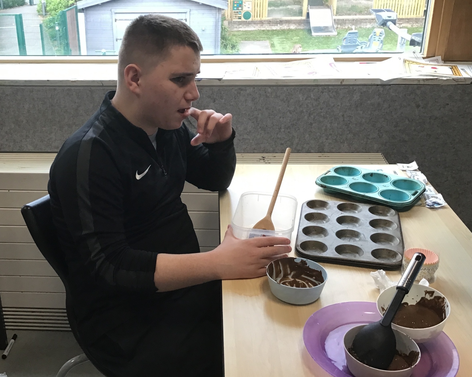 Pupil taking part in cooking activity 
