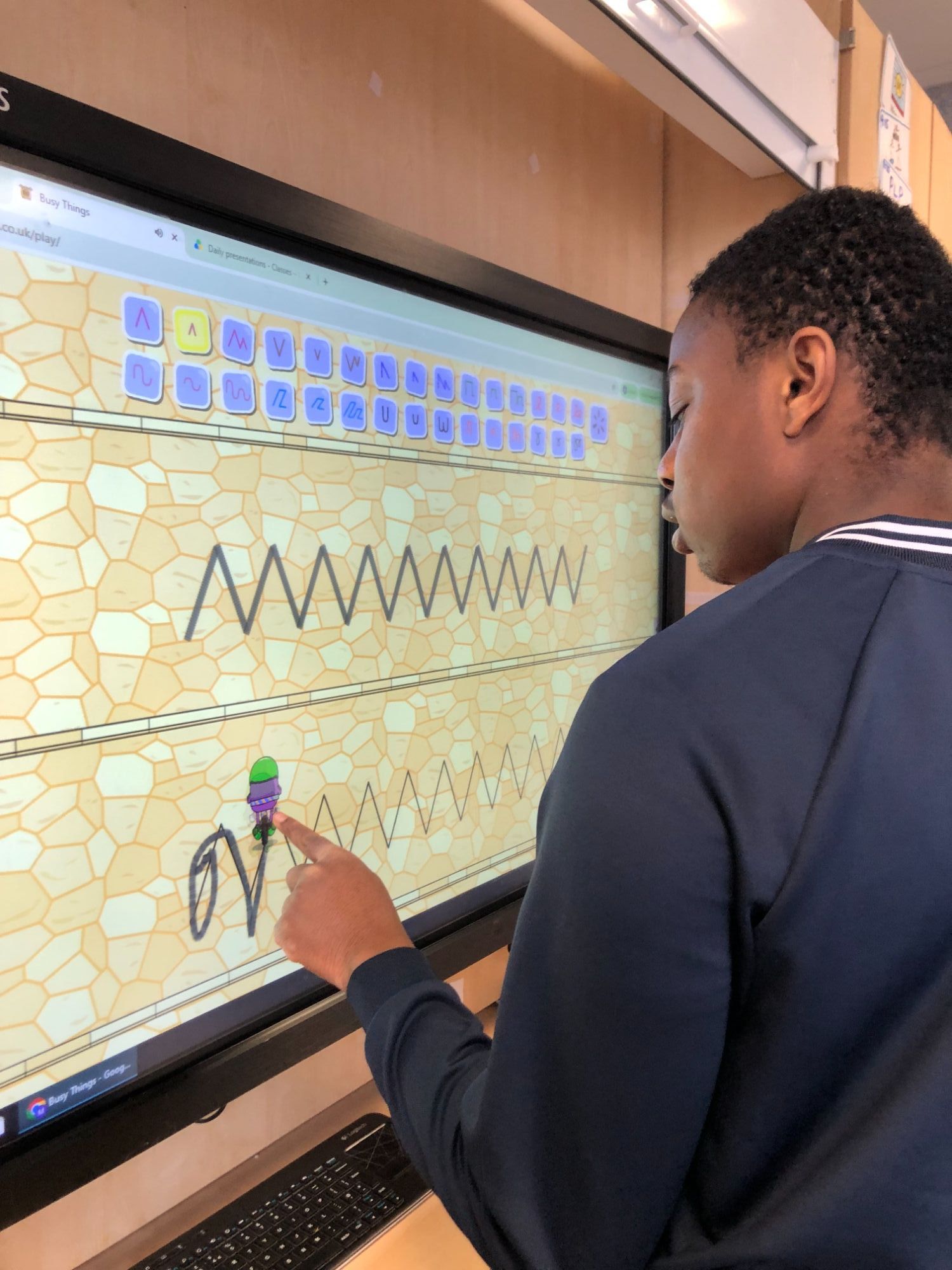 Pupil using touch screen 