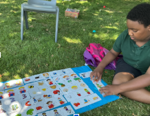 Pupil doing maths activity