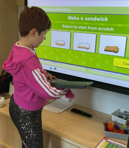 Pupil using a touch screen
