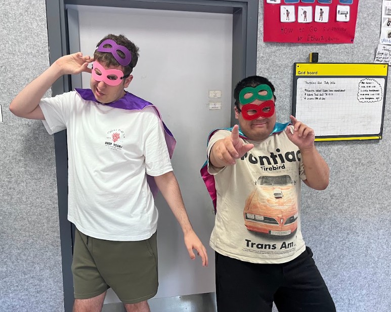 Pupils in super hero fancy dress